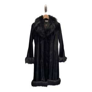 Vintage Y2K Guess Monster Fur Velvet Penny Lane Almost Famous Coat Black Sz S